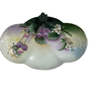 Antique Limoges France Grape Holder Oval Plate Hand Painted